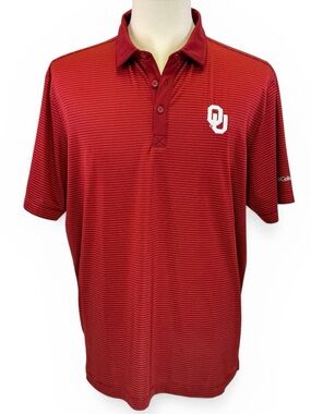 Oklahoma Sooners NCAA Columbia Golf Men's Polo Stripe Short Sleeve Shirt Size XL